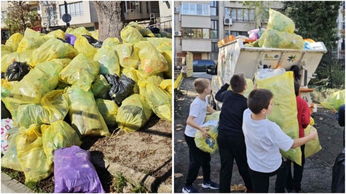 Ученици от 11 бургаски училища събраха над 4.5 тона отпадъци от пластмасови бутилки и алуминиеви кенчета